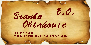 Branko Oblaković vizit kartica